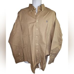NWT Deadstock Polo Ralph Lauren Classic Fit Oxford Shirt Khaki Tan Mens L